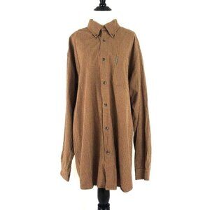 Columbia Men's XLT Tall Button-Down Shirt 100% Cotton Plaid Pattern Orange